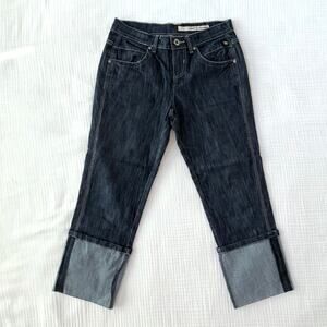 DKNY 2 So-Low-Lita Dark Denim Wide Cuff Capri Jeans